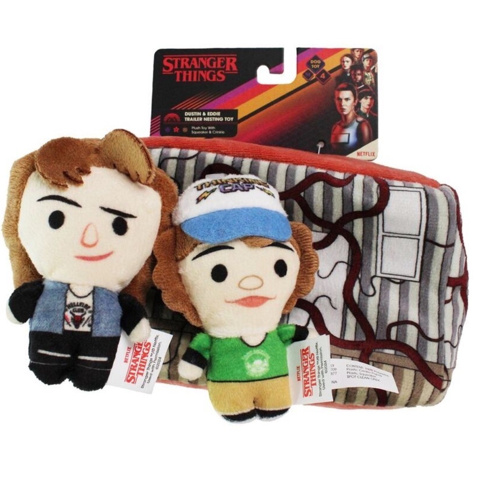 NWT Stranger Things Dustin & Eddie Trailer Nesting Dog Toy